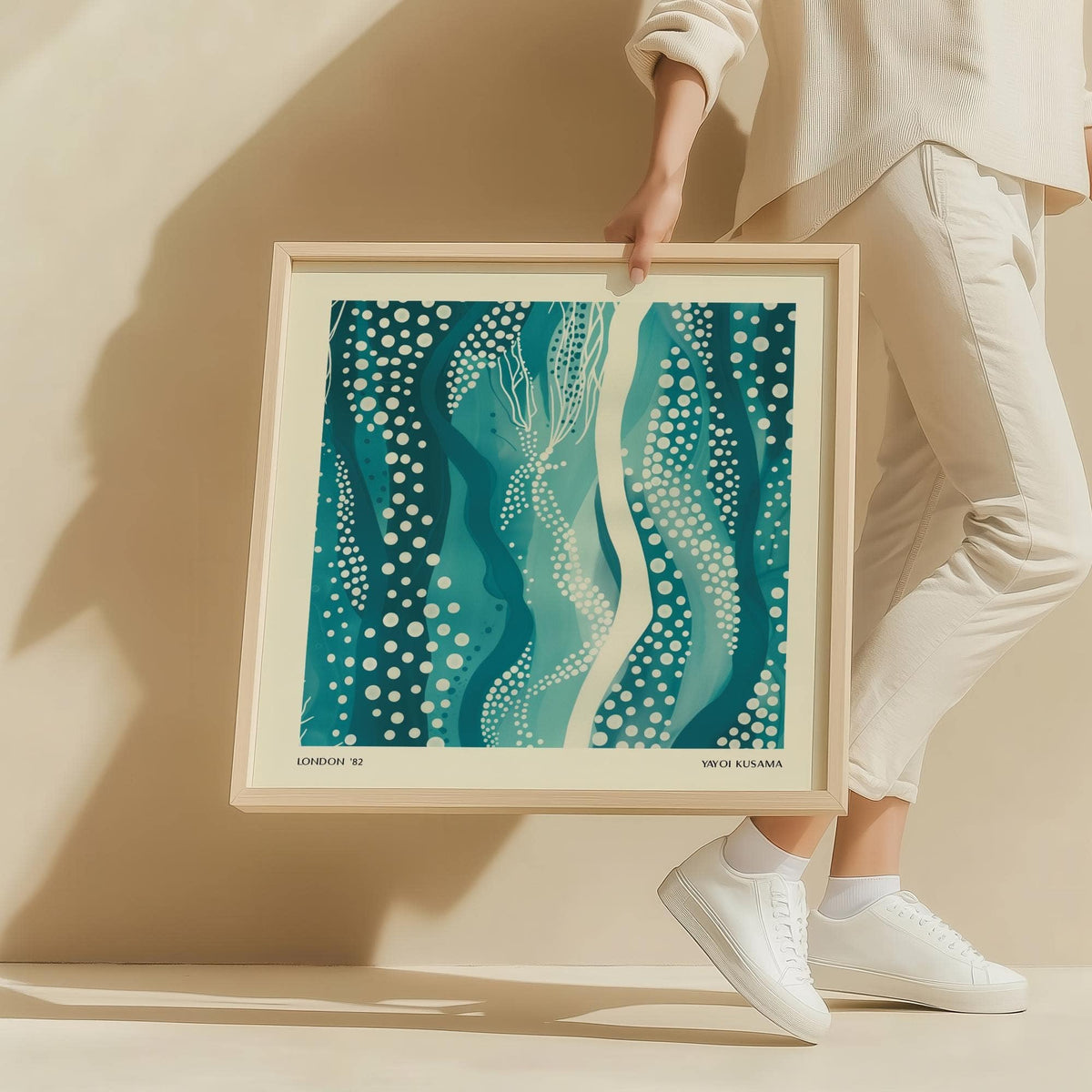 High-quality Kusama Paintings featuring fluid teal designs