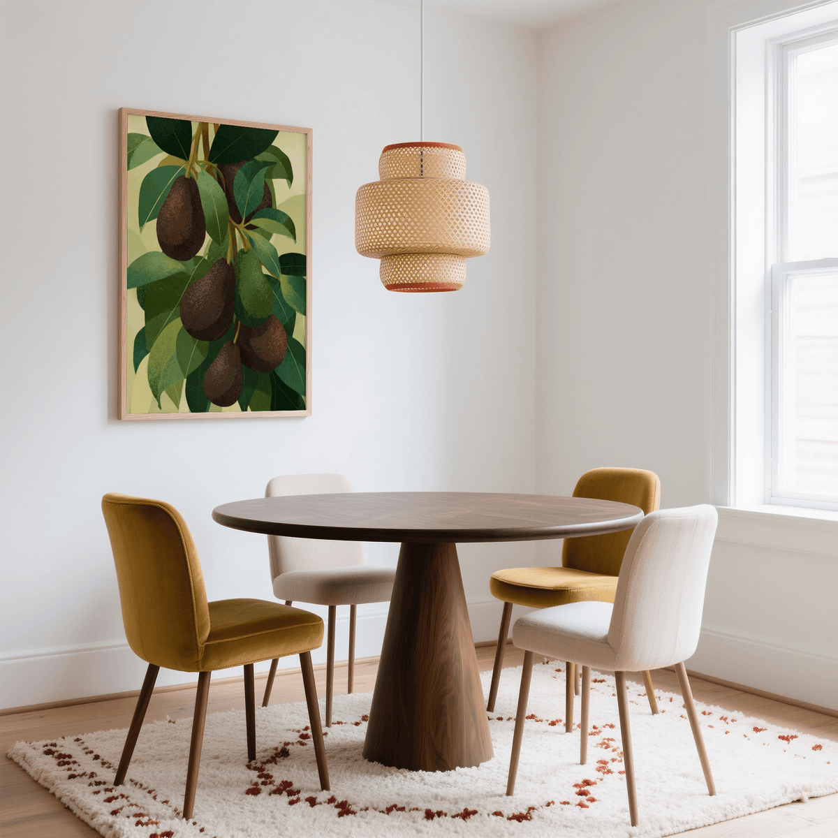 Avocado Wall Art Print, stylish green and beige color combination for cafe kitchen