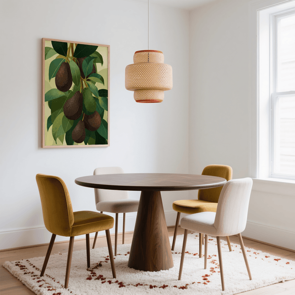 Avocado Wall Art Print, stylish green and beige color combination for cafe kitchen