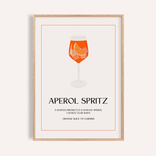 White background drink poster showing Aperol, Prosecco, and soda.