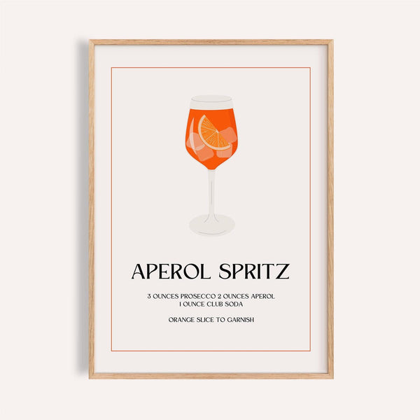 White background drink poster showing Aperol, Prosecco, and soda.