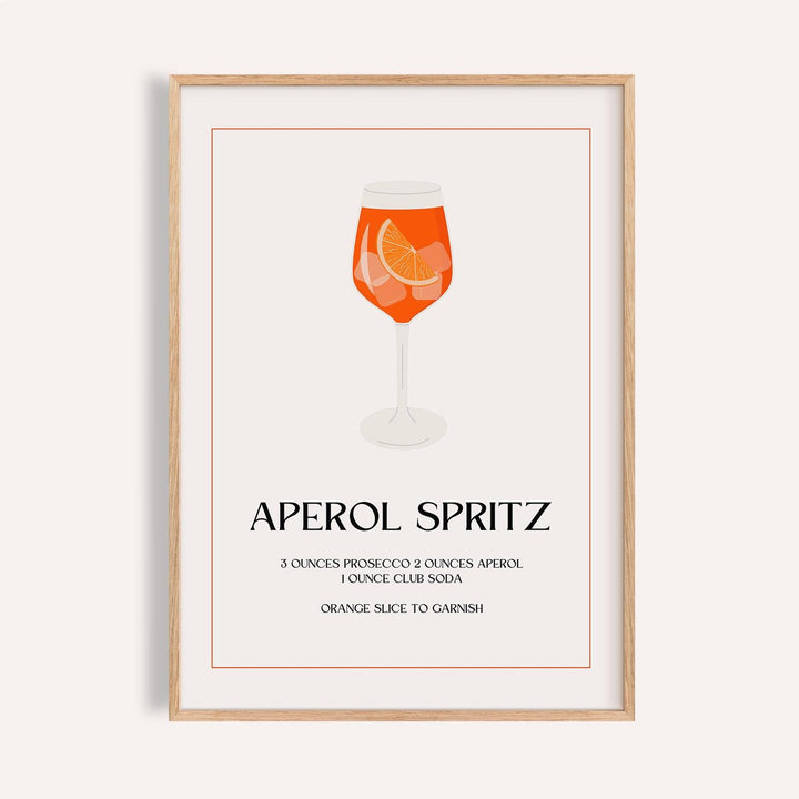 White background drink poster showing Aperol, Prosecco, and soda.