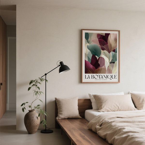 Burgundy wall art with fine line detailing and layered design