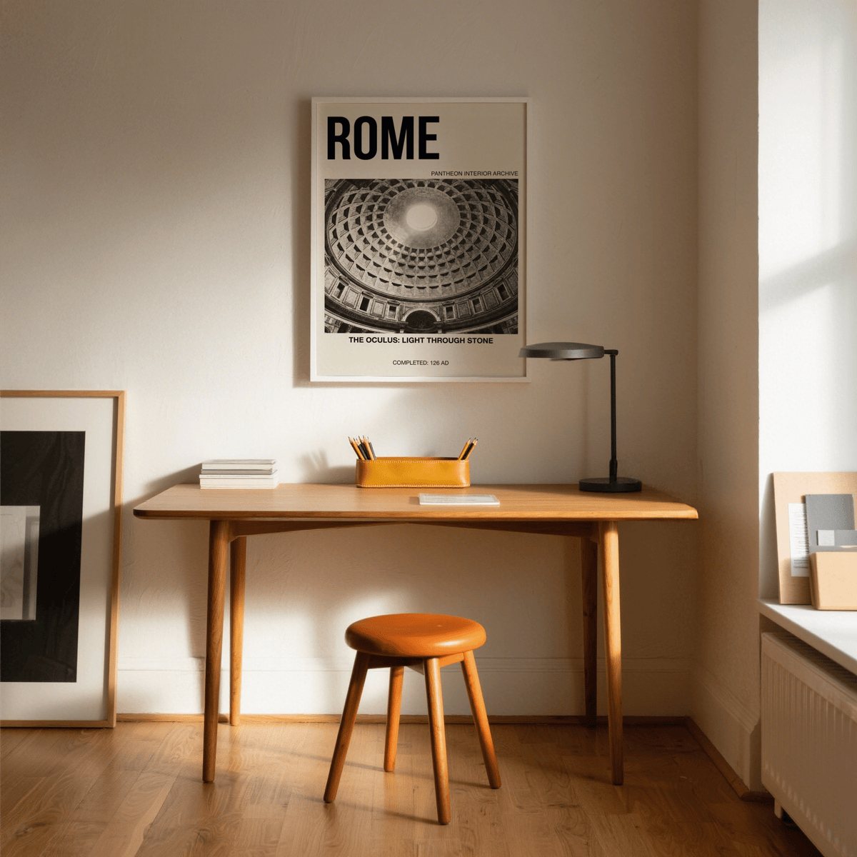 Pantheon Interior Poster showing coffered dome and bright oculus opening