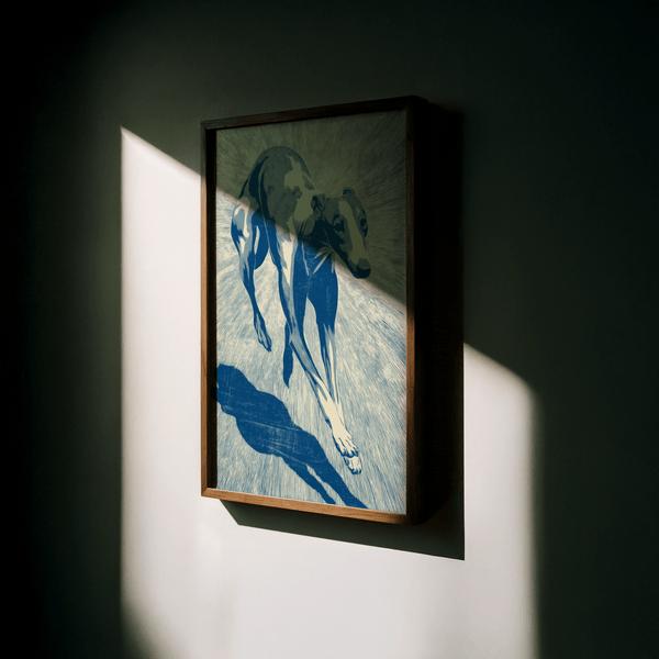 Dynamic Greyhound Dog Wall Art for cozy den Blue decor