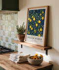 Vibrant yellow fruit among classic leaf motifs – Lemon Wall Art for Kitchen.