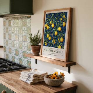 Vibrant yellow fruit among classic leaf motifs – Lemon Wall Art for Kitchen.