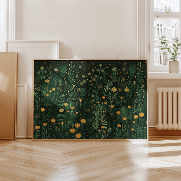 Illustrated Wildflower Wall Art poster featuring dotted blooms