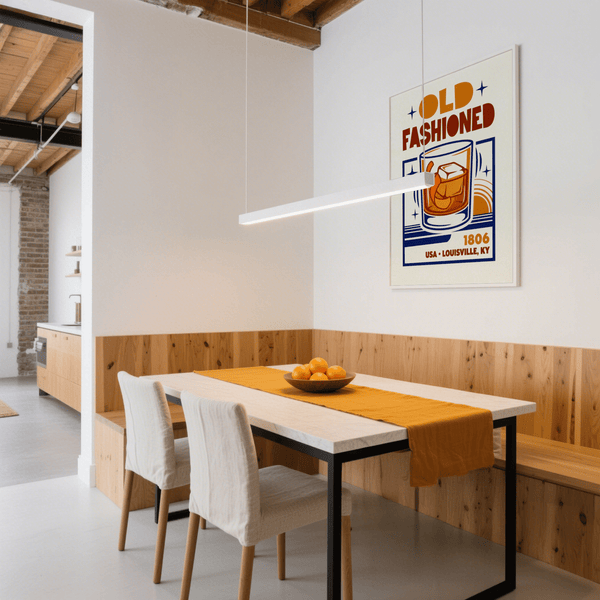 Old Fashioned Art Print showcasing Orange, Blue, and Brown, ideal for office space