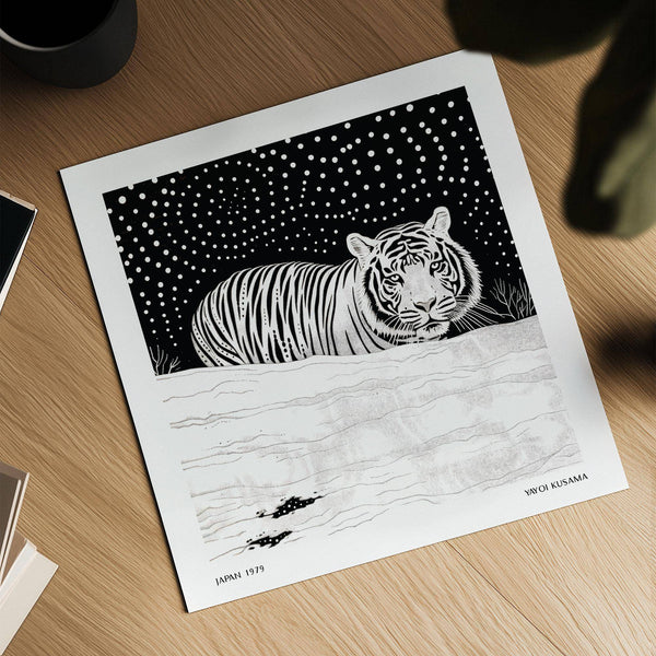 Creative space decorated with striking art white tiger print