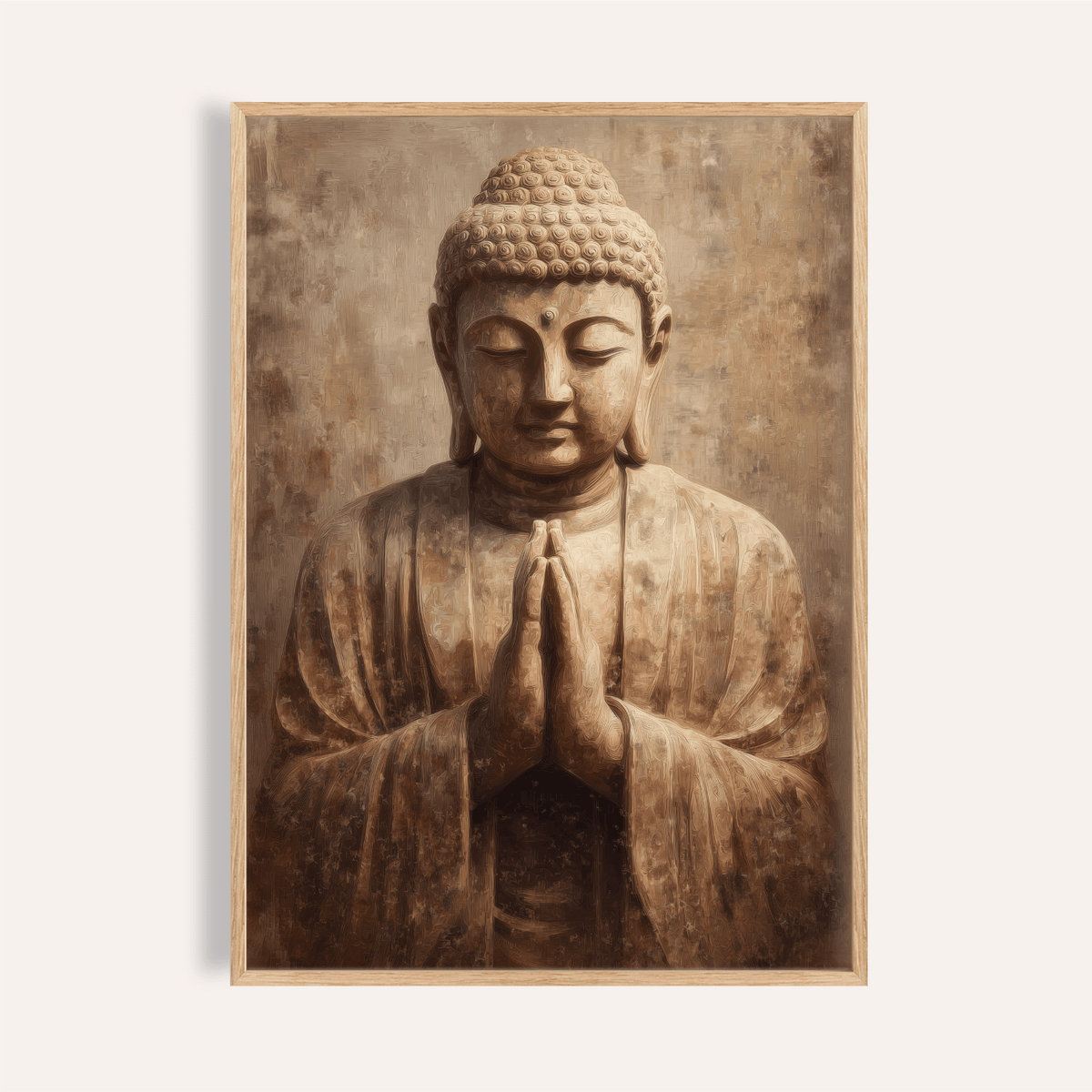 Meditative Art Print with brown and beige in living room wall art