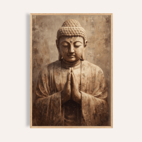 Meditative Art Print with brown and beige in living room wall art