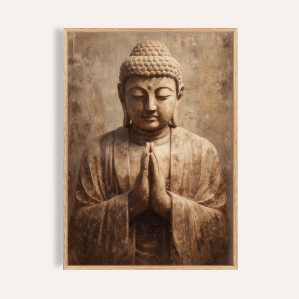 Meditative Art Print with brown and beige in living room wall art