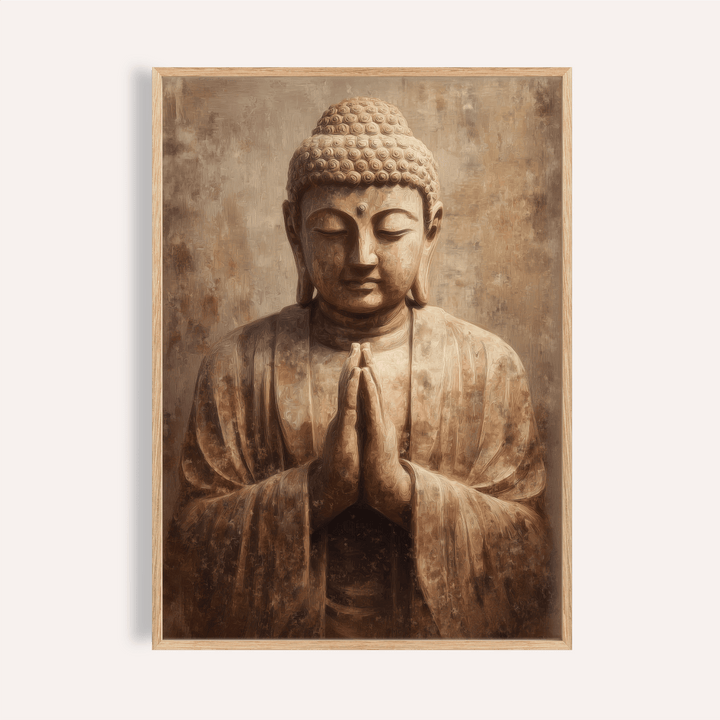 Meditative Art Print with brown and beige in living room wall art