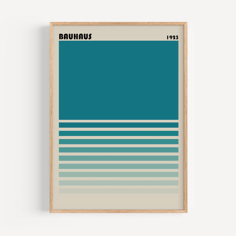 Teal gradient wall art inspired by Bauhaus design, ideal for modern spaces
