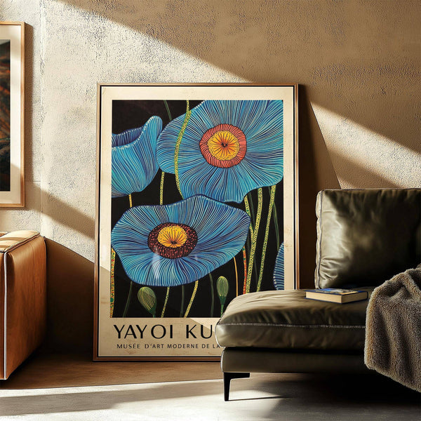 Decorative big flower wall art with artistic floral forms and vivid tones