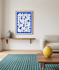 Blue and White Modern Art canvas, mixing blue and white for creative home office