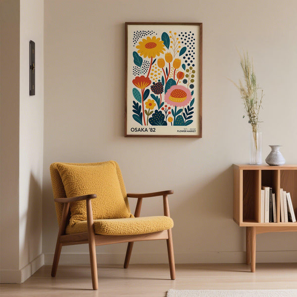 Spring Print featuring large daisy flower in a mid-century design look