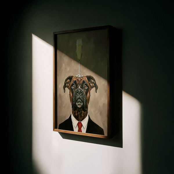Boxer Dog Poster in neutral colors for modern home office wall art