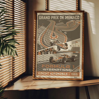 Vintage Car Racing Wall Art poster featuring Grand Prix de Monaco headline and circuit layout