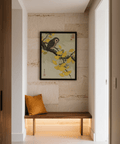 Owl and Ginkgo Print for entryway featuring Green and Yellow details