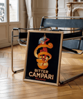 Vintage Campari Print in Orange, Red, Black for kitchen decor poster