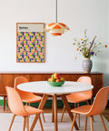Colorful Wall Poster styled above a colorful dining room table