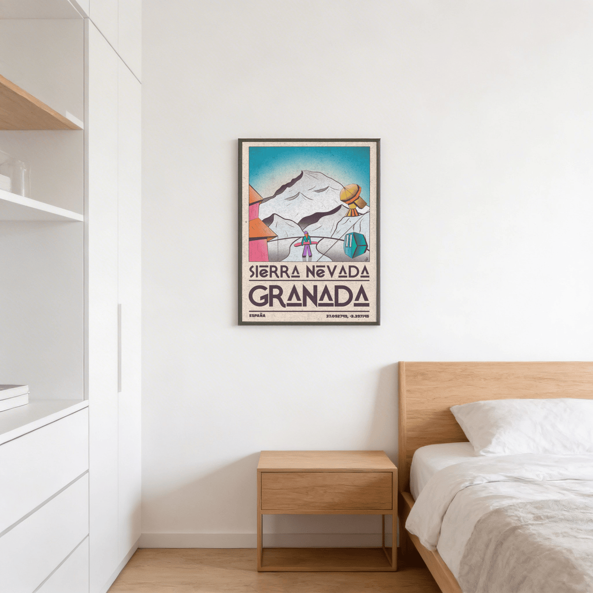 Printed Granada coordinates and España tag on classic ski resort design