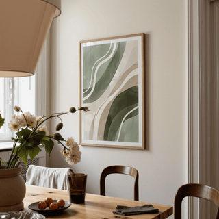Green Abstract Print green beige white abstract kitchen poster