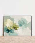 Chic Abstract Tree Art Print in Green, Beige, and White for home studio art