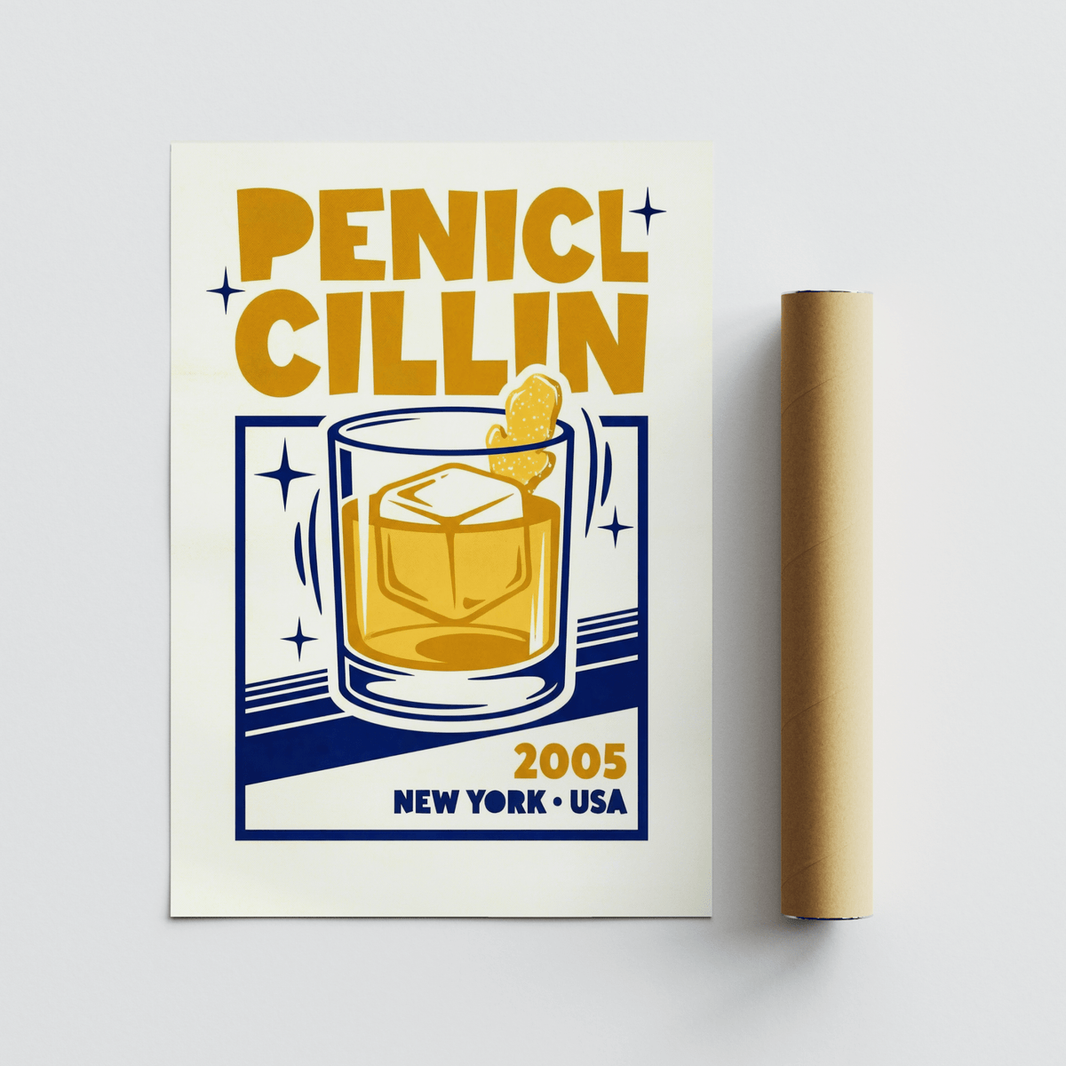 Bar Decor Wall Art in orange and blue, perfect for dining room poster