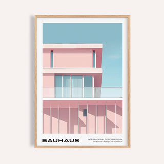 Light and structure merge in pink Bauhaus print for mid century art art fans.