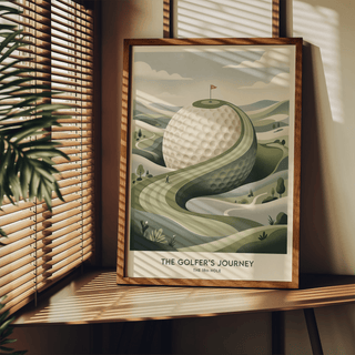 Golfing Landscape Poster wall art capturing minimalist golf course scene in greens and beiges