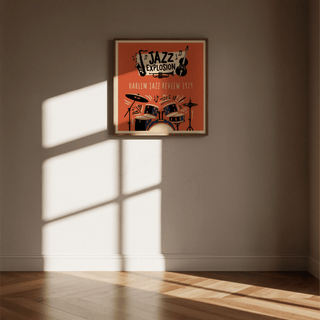 Harlem Jazz Art Print featuring Blue drums for music room wall art