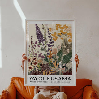 Nature Wall Poster with layered greenery and abstract dotted flowers.