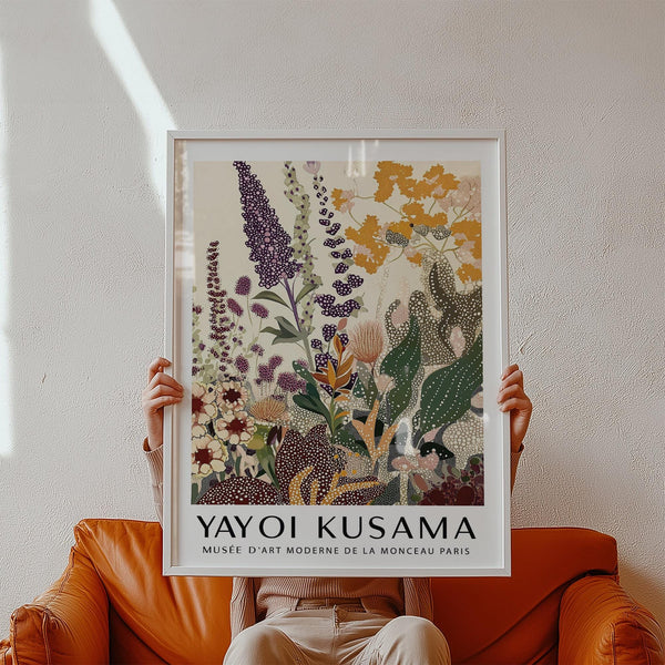 Nature Wall Poster with layered greenery and abstract dotted flowers.