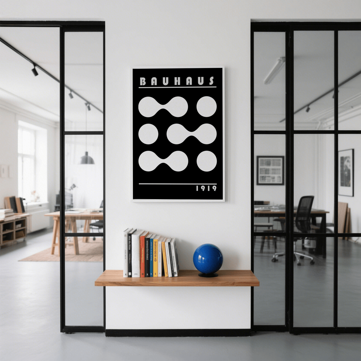 Abstract Geometric Print, suitable for minimalist dining room wall art, Black and White
