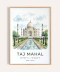Taj Mahal Art Print watercolor illustration with reflecting pool