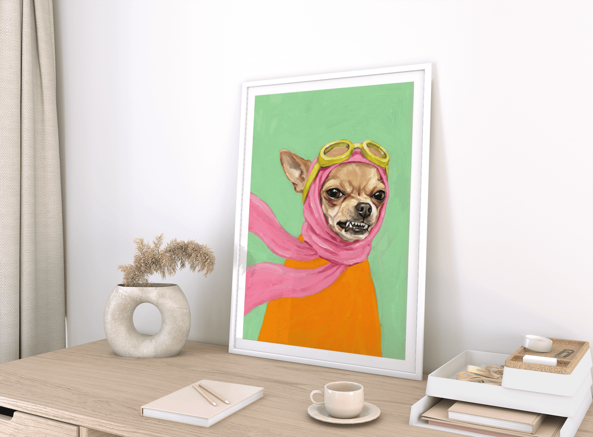 Funny Dog Art decor piece, perfect for kids’ room with vibrant shades