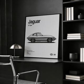 Jaguar E-type Print with Black and White style for living room décor