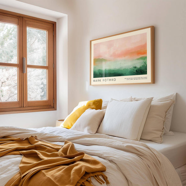 Painterly abstract pastel colored wall art for bedroom styling