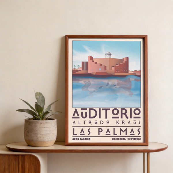 Art Las Palmas poster with geometric typography and Gran Canaria coordinates