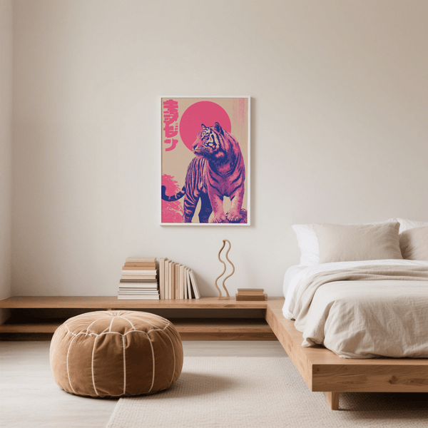 Colorful Tiger Wall Art in beige backdrop for study wall art
