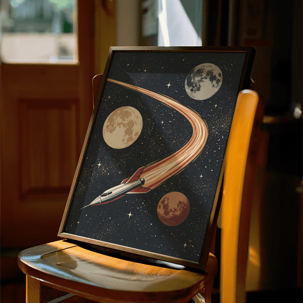 Space Themed Wall Art featuring planets and stars for office art print