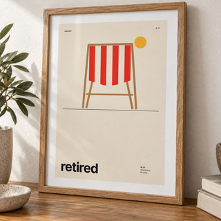 Close view of the red and cream deckchair print showing the fine print detail