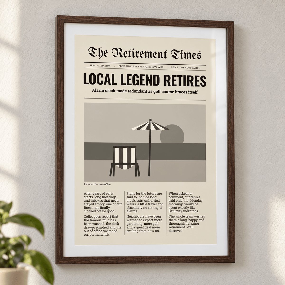 Close view of the local legend retires newspaper print showing the fine print detail
