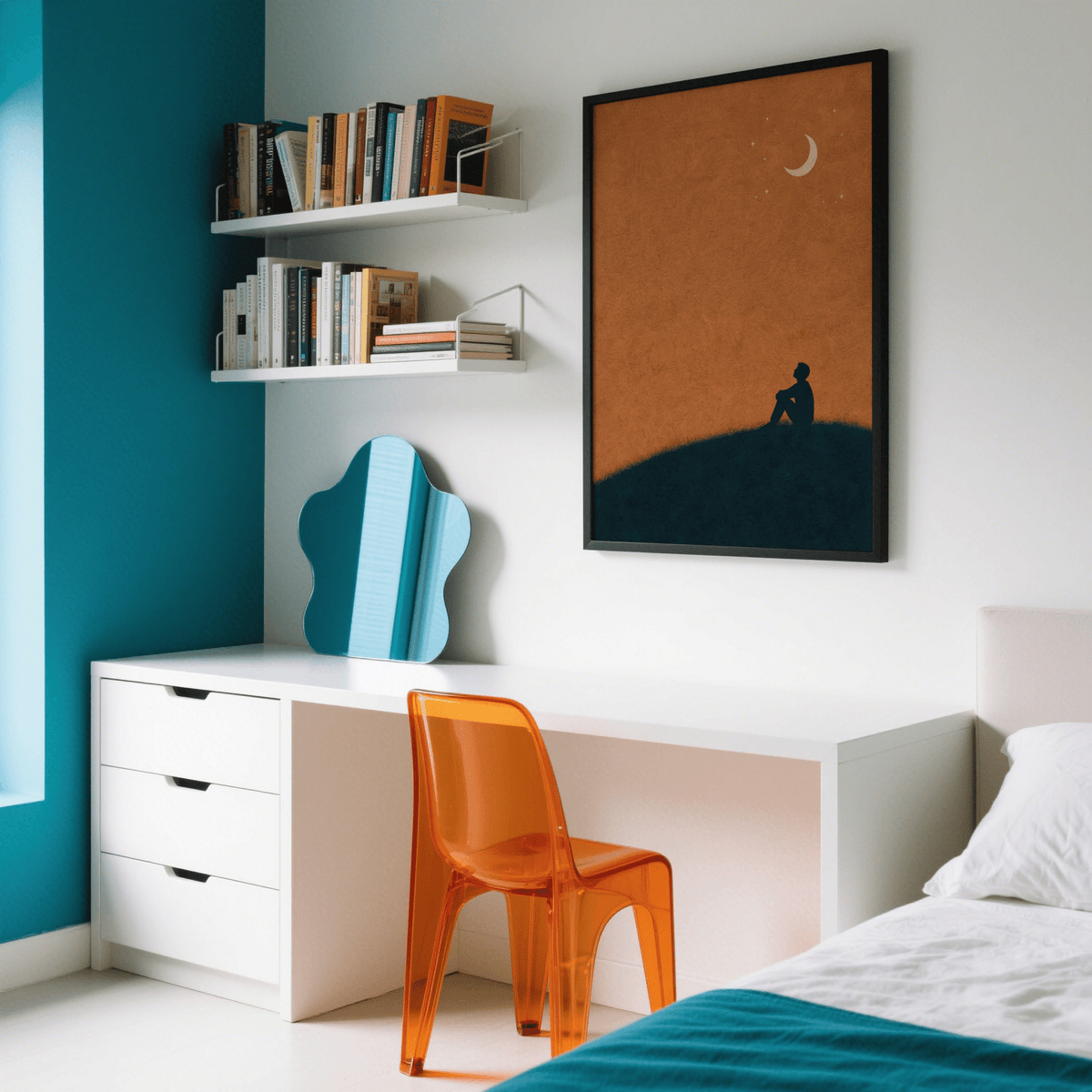 Night Silhouette Poster showing Blue silhouette ideal for study area wall art