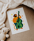 Multicolored Musical Monkey Art Print suited for creative studio wall art