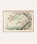 Heron Wall Art print showing two herons perched on a flowering branch