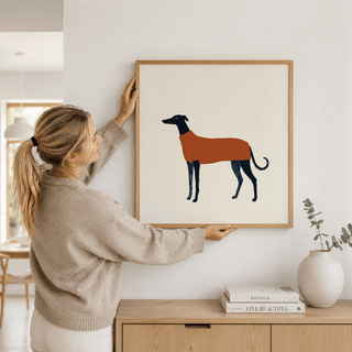 Greyhound Art Print racing hound illustration on neutral ground